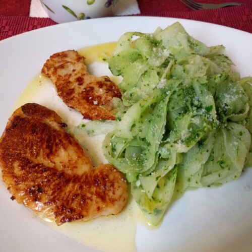 Rettich Nudeln mit Rucola Pesto